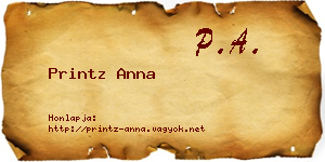 Printz Anna névjegykártya